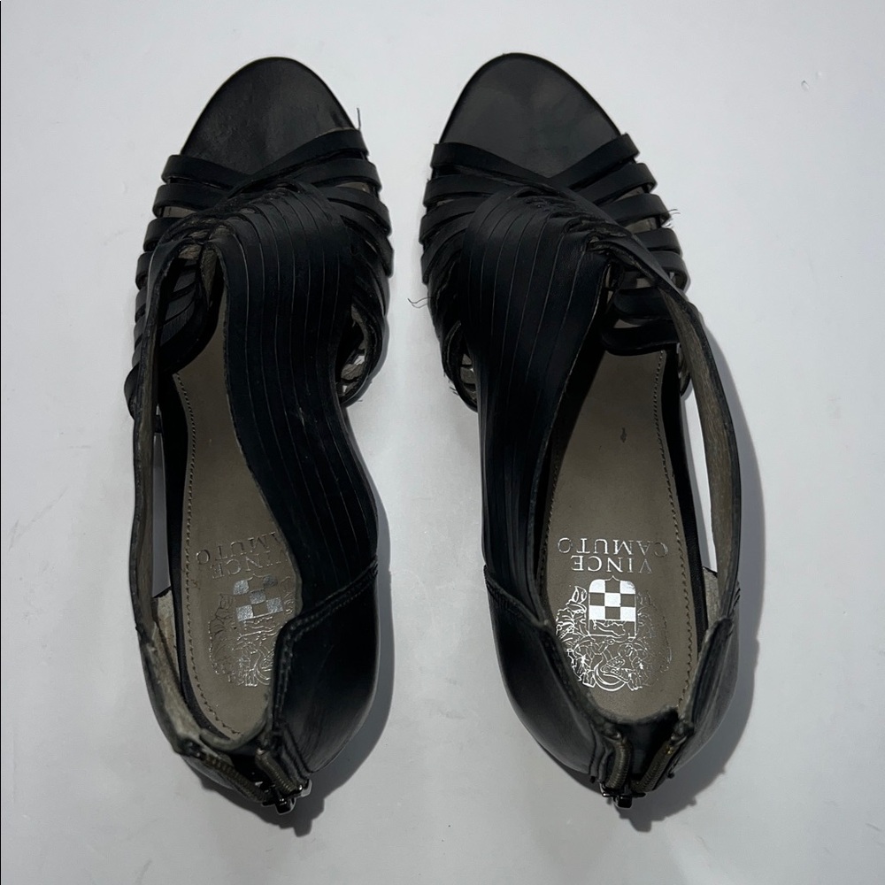 Vince Camuto Black Strappy Wedges size 6.5 - Picture 6 of 8